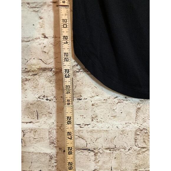 Free People Top Womens Small Black Raw Hem Ruffle Ribbed Whimsy Goth Stretch - Picture 9 of 13